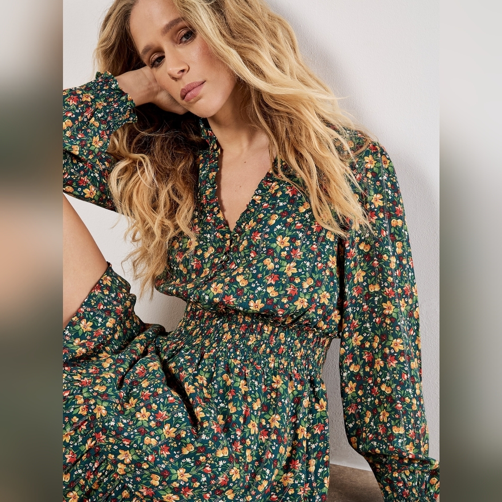 Floral Dress With Metallic Detail